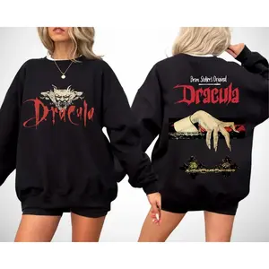 2 Sides Vintage Gothic Bram Stoker's, Draculaaa Book Cover T- Shirts, Trending Sweatshirts, Gothic Apparel, Draculaa Vintage Gothic Tee's, Halloween 2024 Shirt