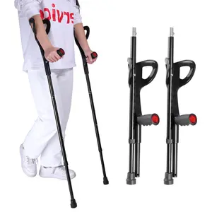 Forearm Crutches for Adults (1 Pair), Lightweight Elbow Crutches with 10 Adjustable Heights 30.4"-39.4", No Underarm Pain Medical Crutches with Anti-Slip Foot Pads & Safety Warning Lights, Portable for Post Surgery Injury Seniors Indoor Outdoor