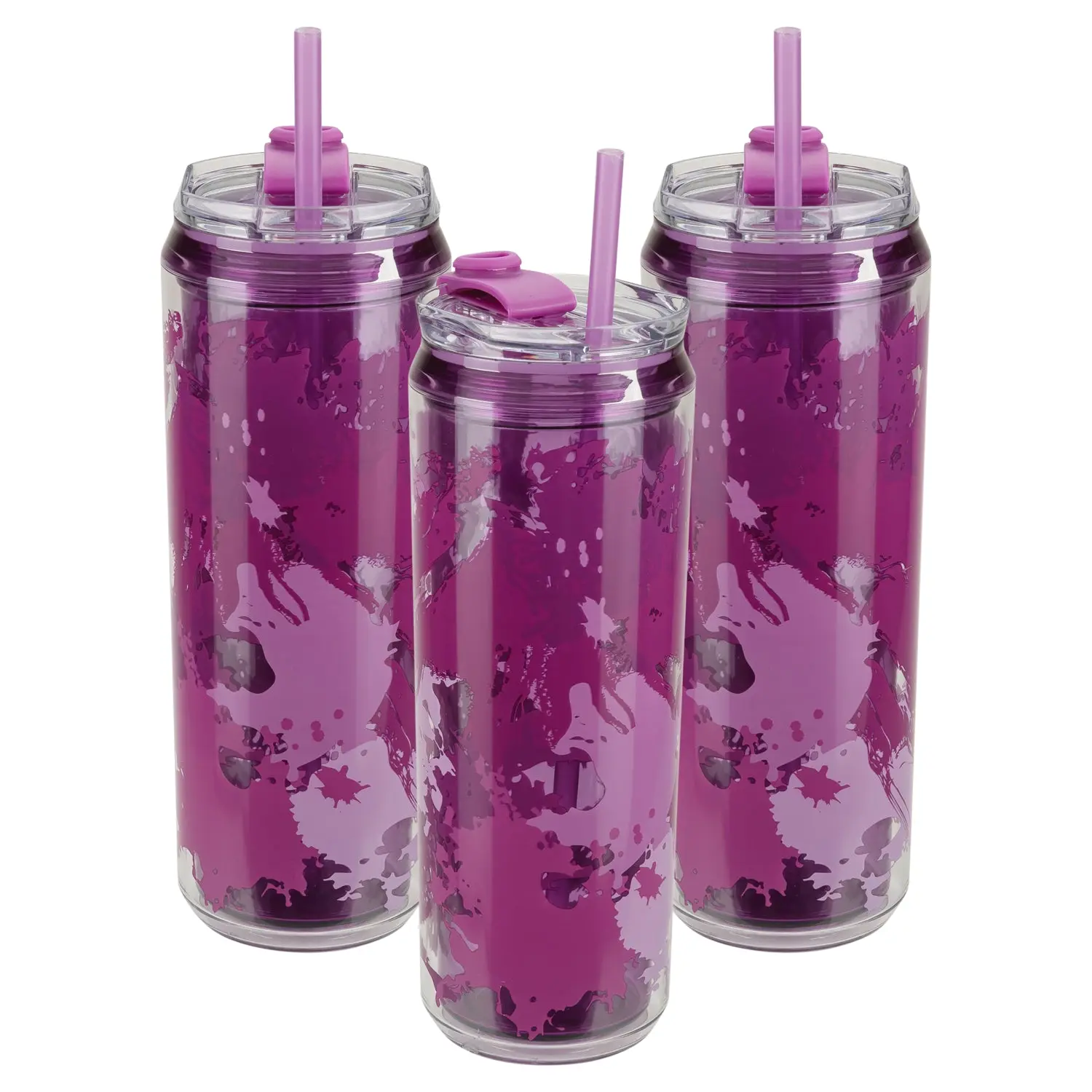 Cool Gear 3-Pack 22 oz Modern Tumbler with Reusable Straw | Dishwasher Safe, Cup Holder Friendly, Spillproof, Double-Wall Insulated Travel Tumbler | Printed Abstract Pack