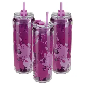 Cool Gear 3-Pack 22 oz Modern Tumbler with Reusable Straw | Dishwasher Safe, Cup Holder Friendly, Spillproof, Double-Wall Insulated Travel Tumbler | Printed Abstract Pack