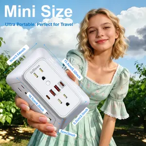 2026 NEW 10-IN-1 USB Wall Charger Surge Protector（PD30W), 6 AC Outlet Extender with 4 USB Charging Ports(2 USB C), 3-Sided Power Strip Multi Plug Wall Outlet Splitter Adapter Spaced for Home Office Dorm, White