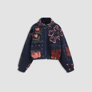 Cider [size 0-10] Fleece High Neck Graphic Zipper Jacket