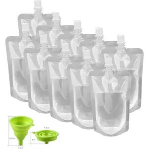 Portable Collapsible Plastic Beverage Bags Leakproof Foldable Food-Grade BPA-Free Water Carrier for Outdoor Hiking Camping Seed Storage Liquid Container