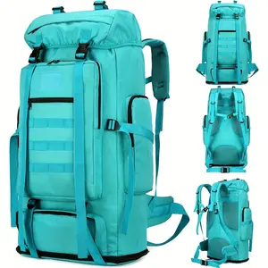 100L camping hiking backpack outdoor mountaineering sports bag camping backpack Lake Blue