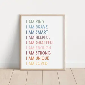Affirmations Poster for Kids, Classroom Posters, I Am Affirmations  Poster , Playroom Poster, Affirmations Poster, Homeschool Decor, I Am Kind Smart Loved