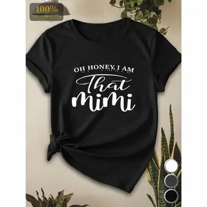 "Oh Honey I Am That Mimi" Women'S T-Shirt - Casual Short Sleeve, Round Neck, Polyester, Machine Washable, Available in Black, White, Dark Gray