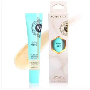 Rosee Lip Gloss High Shine Long Lasting Lip Shine Clear for All Skin Types YouthfulLips Full Boost Healing & Nourishing - sparkling gold