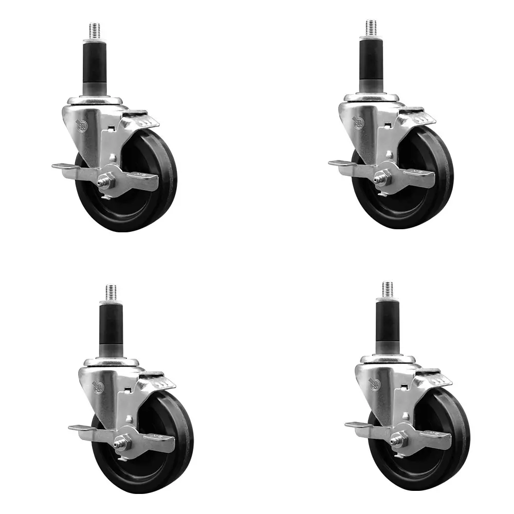 Service Caster SCC-EX20S414-PHS-TLB-118-4 Phenolic Swivel Expanding Stem Caster with 4 in. Black Wheels & 1.13 in. Stems - Set of 4