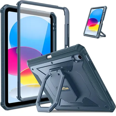 Fintie Durable Protective Heavy-Duty iPad Cover & Tablet Casing for 10.9-inch 11th Gen (A16) & 10th Gen iPad, Includes Screen Protector, 360-Degree Rotating Adjustable Stand, Shock-Absorption Dustproof Full Protection