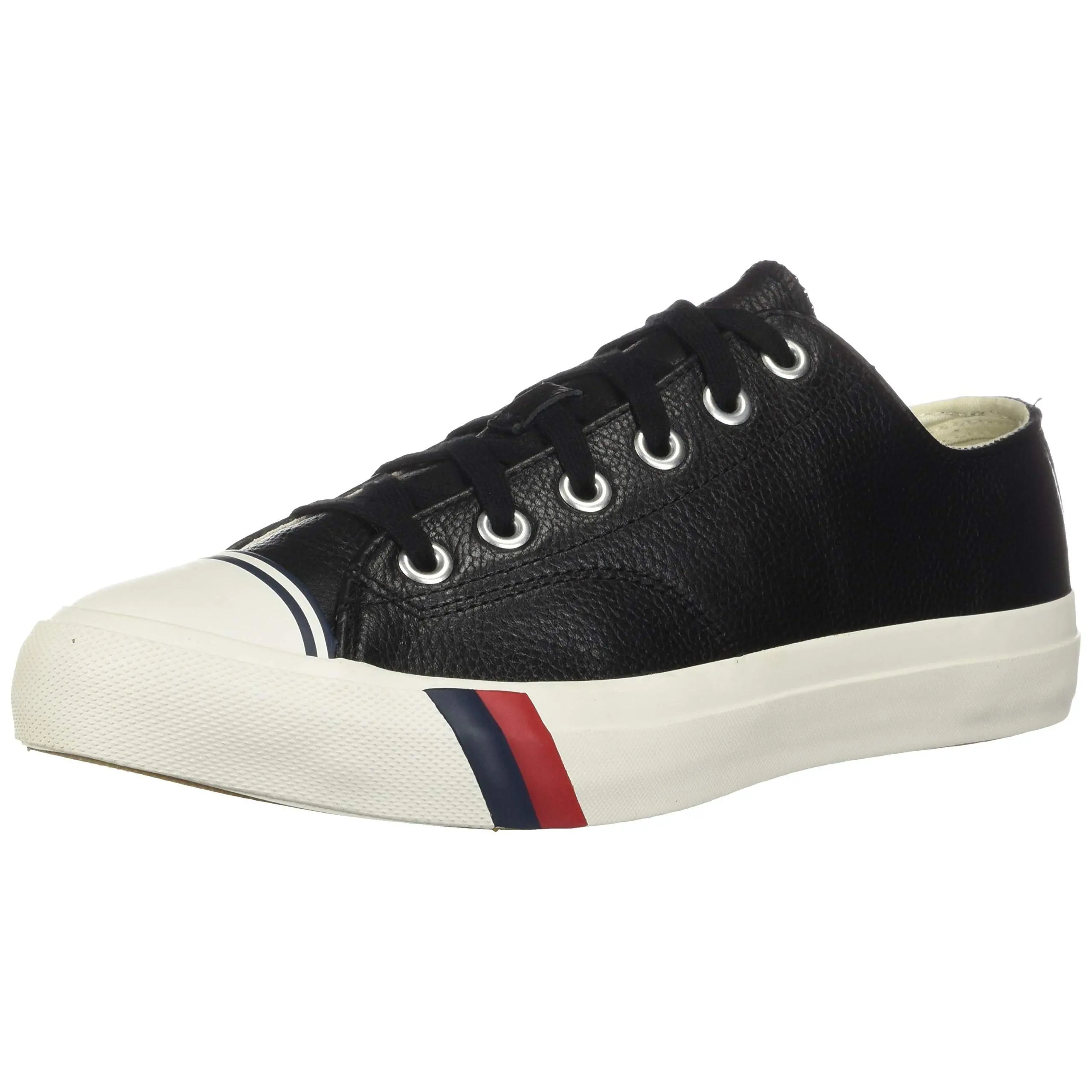 Keds Men's Royal Lo Lace Up Fashion Sneaker, Black Leather, 3 UK
