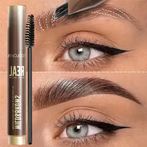 2PCS/Set   Multi-Pronged Fluffy Liquid Eyebrow Pencil+Brush, Multi-Pronged Eyebrow Pencil, Natural Realistic Eyebrows, Waterproof And Long-Lasting, Dual-Use Eyebrow And Hairline Pencil, Water-Based Eyebrow Pencil, Brow Enhancer