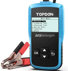 TOPDON AB101 Car Battery Tester 12V Car Battery Load Tester on Cranking Charging Systems, 100-2000 CCA Automotive Alternator Analyzer for Cars/SUVs/Light Trucks with Flooded AGM Gel Types