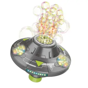 1SET Flying Saucer Bubble Machine, Intelligent Rotating Obstacle Avoidance Flame Colorful Fireworks Electric Bubble Maker