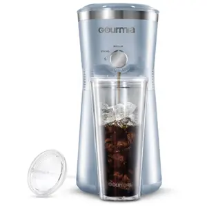 Gourmia Iced Coffee Maker with 25 fl oz. Reusable Tumbler, Blue