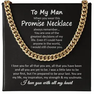 To My Man Cuban Chain Necklace - Meaningful Gift for Boyfriend, Soulmate & Heartfelt Promise Necklace