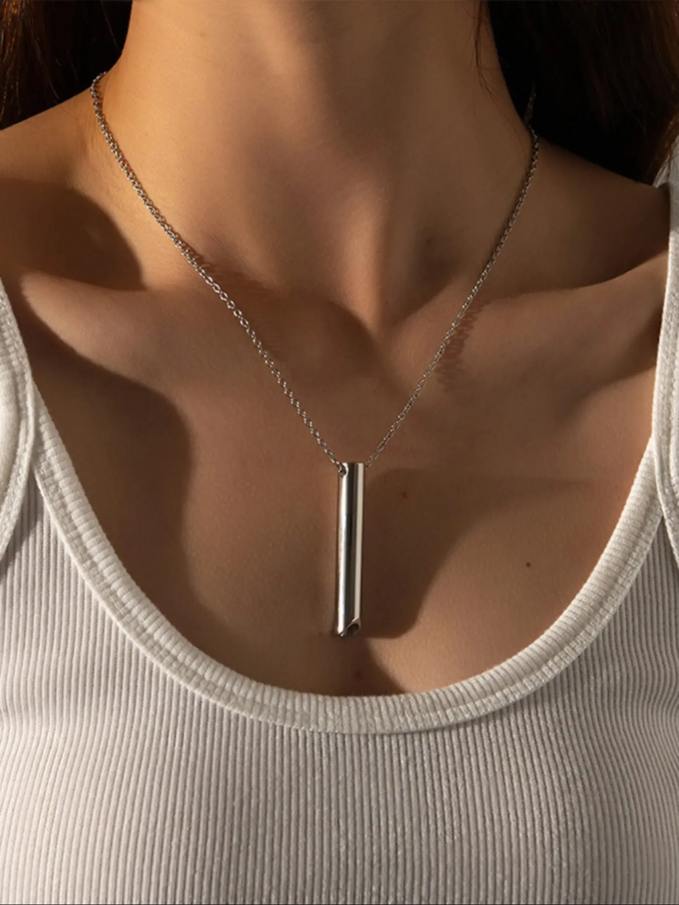 Stress Relief Yoga Necklace with Whistle Pendant, Stainless Steel Meditation Breathing Tool, Anxiety Relief Accessory for Women & Men