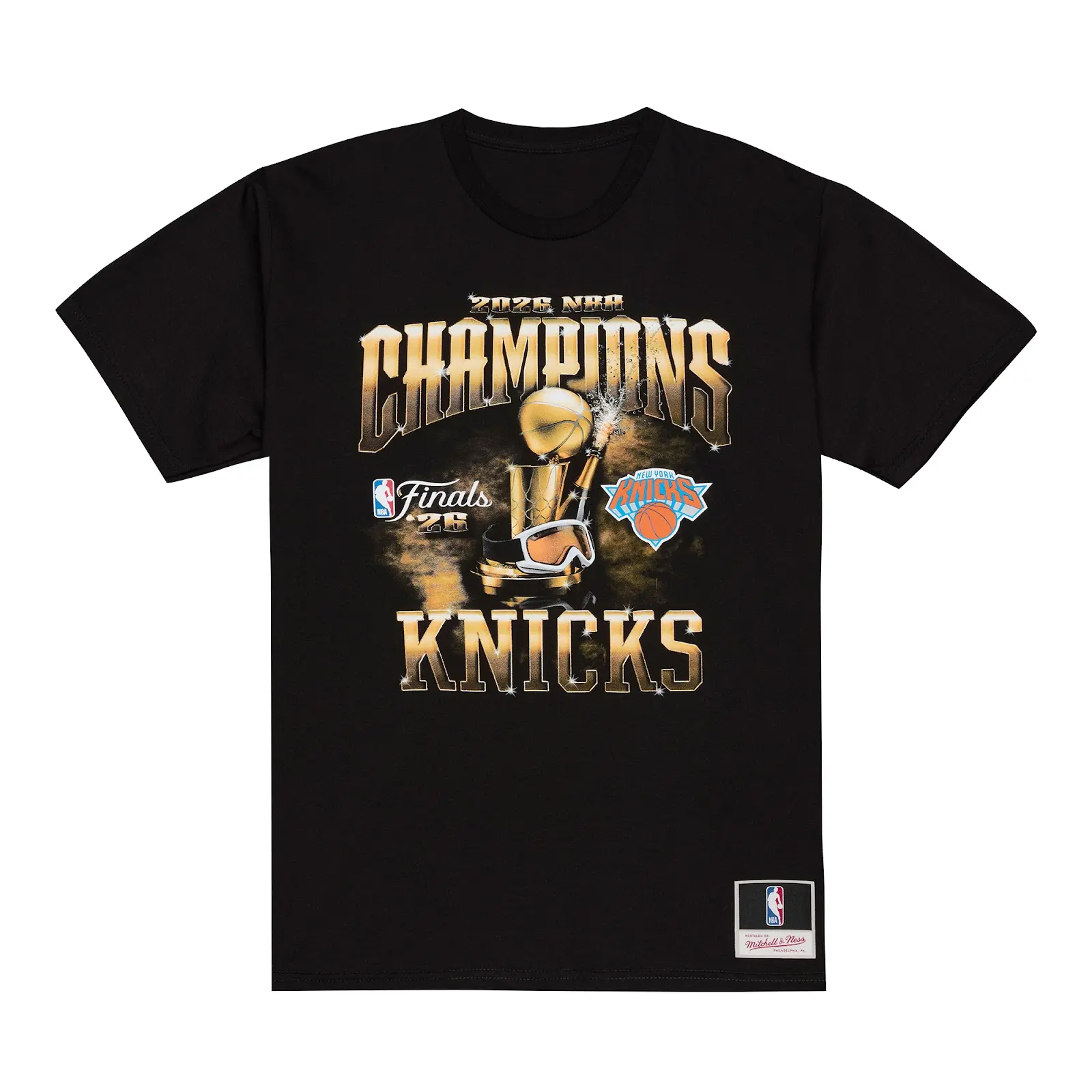 New York Knicks Black 2026 NBA Finals Champions T-Shirt - Vintage NBA Graphic Tee, Mitchell & Ness New York Knicks Black 2026 NBA Finals Champions T-Shirt - Vintage NBA Graphic Tee, Mitchell & Ness