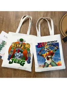 Robot Anime Kotetsu Jeeg Design Shoulder Canvas Bags Large Capacity Harajuku Handbag Women Bag Shopping Bag
