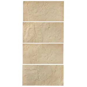VEVOR 3D Wall Panels, 4 Pack 48x 24 in PU Natural Stone Imitation Wall Art Tiles, 32 Sq. Ft Coverage Accent Wall Panel, Interior Home Decor for Ceiling, Bedroom, Living Gaming Room, Stone Yellow