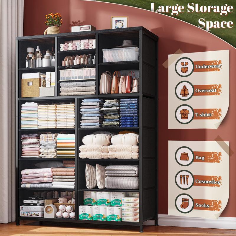 Raybee Furniture Tall Dresser for Bedroom with 16 Drawer, Fabric Bedroom Dressers & Chests of Drawers, Storage Dresser for Bedroom with Deep Drawers, Stylish Home Organizer for Closet, Entryway, Bedroom, Hallway