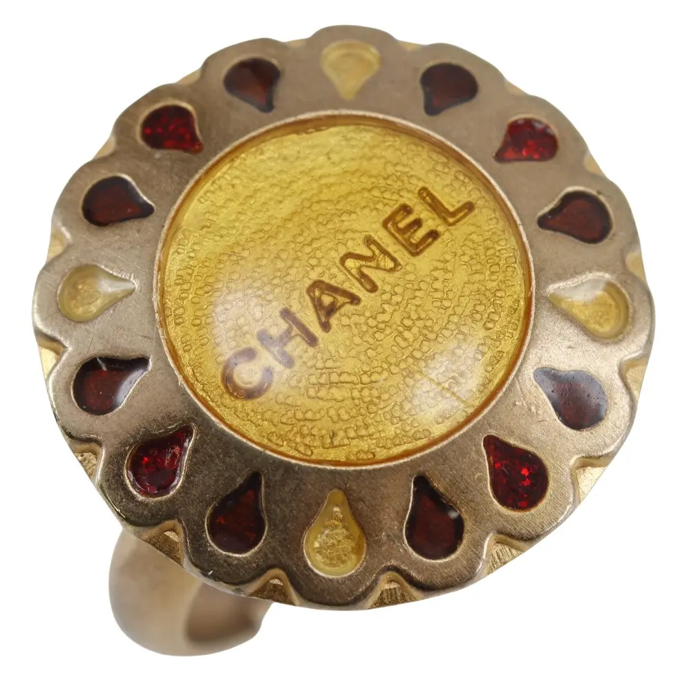 Pre-owned CHANEL Stainless Small Leather Goods Flower Motif Ring