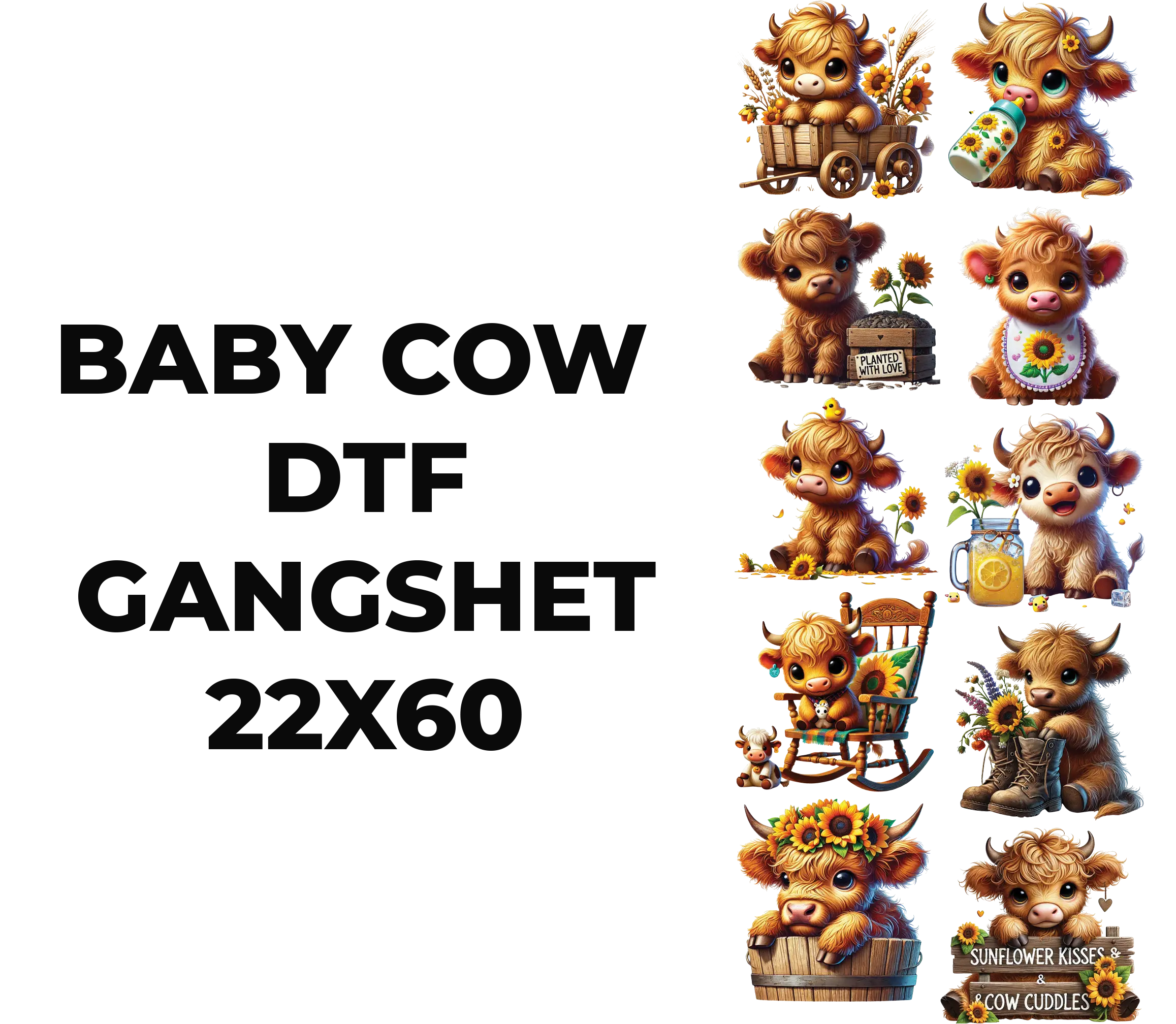 BABY COW DTF GANGSHEET FOR SHIRTMAKING