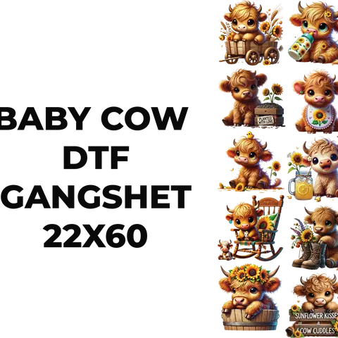 BABY COW DTF GANGSHEET FOR SHIRTMAKING