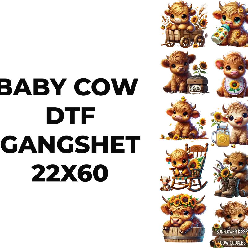 BABY COW DTF GANGSHEET FOR SHIRTMAKING