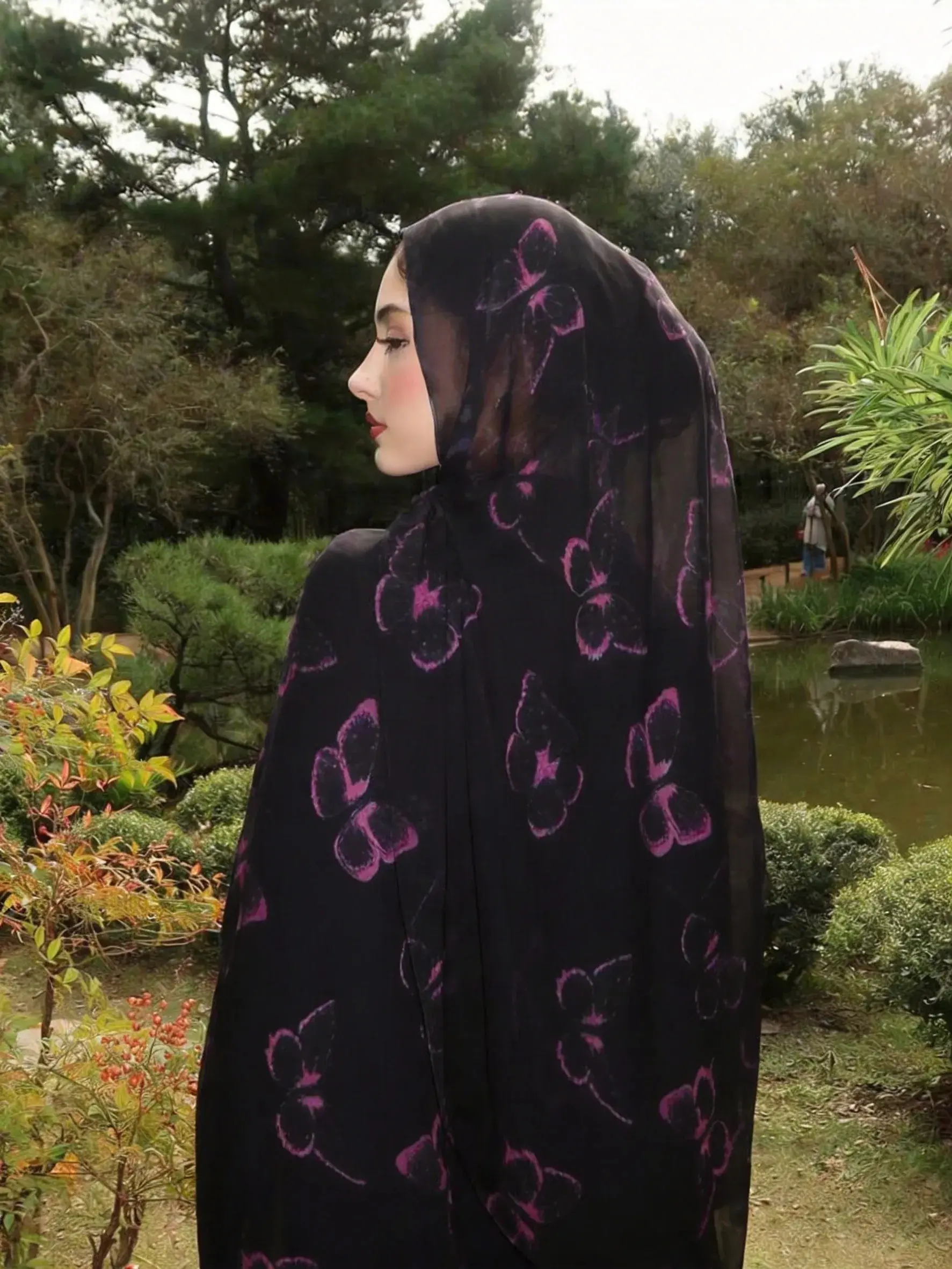 Women's Bohemian Butterfly Print Scarf, Sun Protection Multicolor Boho Style Shawl, Elegant Versatile Wrap, Lightweight Breathable Headband, All Seasons