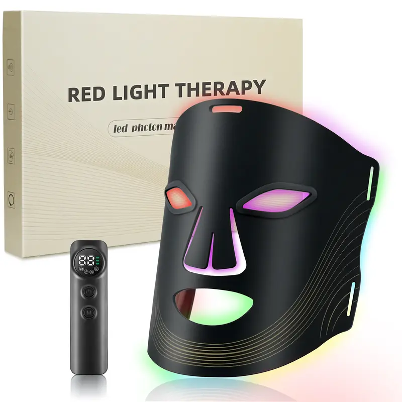 Cotsoco 7 Color Red Light Therapy Face Mask, LED Facial Mask with 3 Brightness Level, USB Rechargeable LED Light Face Mask for Skincare, Gift for Women Men