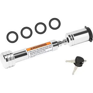 Chrome Trailer Hitch Lock, 5/8" Dia Barbell-Style Locking Hitch Pin, Towing Hitch Receiver Lock with Anti-Rattle, Fits 2" Receiver Tubes, Class III & IV Hitch Receivers (1 Pack)
