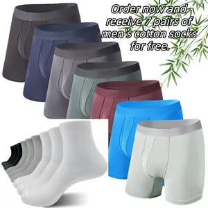 {Buy 7 Get 7 Free}7-pack men's bamboo fiber underwear, long-legged anti-friction shorts, open crotch design, ultra-soft and breathable, multiple pieces, comfortable for everyday wear.