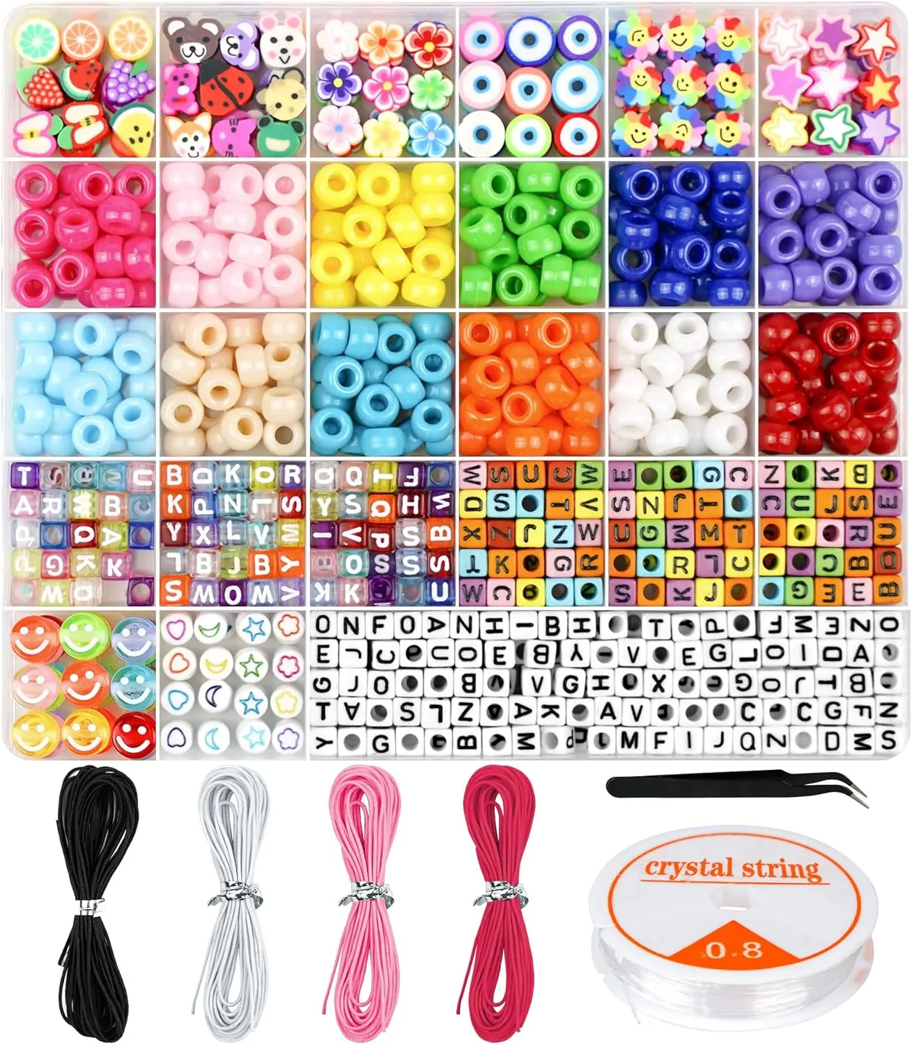 Bracelet Making Kit Beads Bracelets Making Pony Kandi Polymer Clay Smile Face & Letter Beads Jewelry Making
