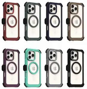 Rugged Magsafe Defender Case For Apple iPhone 16 / 15 / 14 / Plus / Pro / Pro Max / Shockproof Heavyduty Protection cover With Belt Clip Phonecase Casing