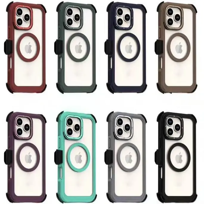 Rugged Magsafe Defender Case For Apple iPhone 18 / 17 / 16 / 15 / 14 / Plus / Pro / Pro Max / Shockproof Heavyduty Protection cover With Belt Clip Phonecase Casing Rubber Smartphone