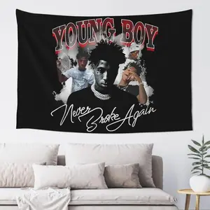Youngboy Music Never Rapper Broke Again Tapestry Background Cloth Wall Hanging Curtain Wall Decor for Room Decoration Home Goods Solid Color Decorative