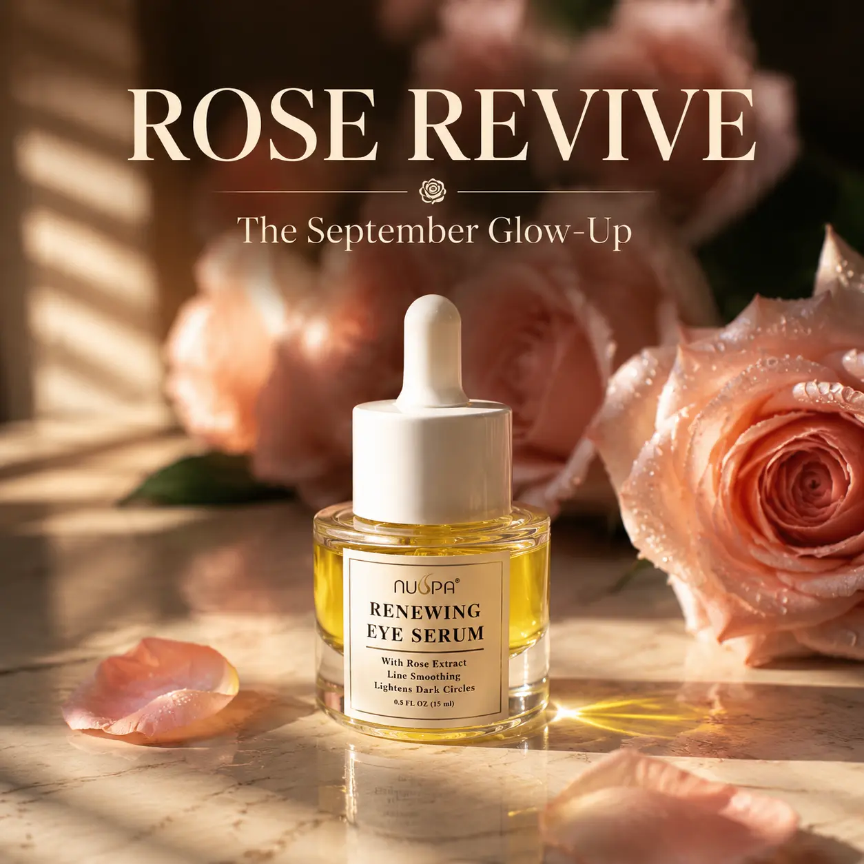 Renewing Eye Serum with Rose Extract & Argan Oil - Waterless Concentrated Under Eye Oil for Dark Circles, Firming, and Line Smoothing - Professional Botanical Formula Designed in USA - 0.5 fl oz (15ml)
