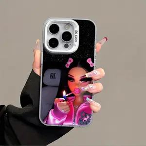 Fashionable cool girl pattern mobile phone case, suitable for iPhone 16 PRO Max/15PRO/14PRO MAX/13/12/11/Apple series, fully wrapped and drop-proof, lens protection mobile phone case gift
