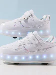 High-Quality Walking Shoes for Girls and Boys, Outdoor Sports Youth Cool Retractable LED Light Up Walking Shoes, Trendy Fashion Night Glowing Party Skateboard Shoes
