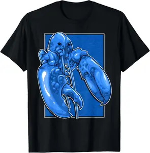 100% Cotton Funny Jumpscare Lobster Meme Blue Crustacean T-Shirt