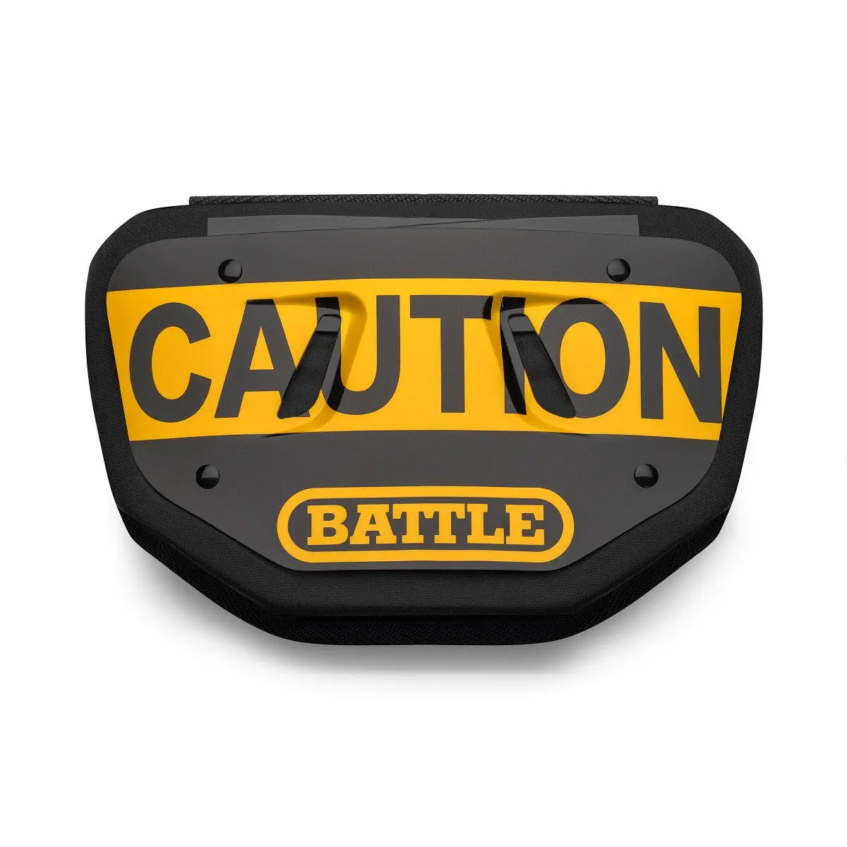 Battle "Caution" Chrome Football Back Plate for Adults High-Impact Foam Interior Curved Design Universal Fit with Strong Straps