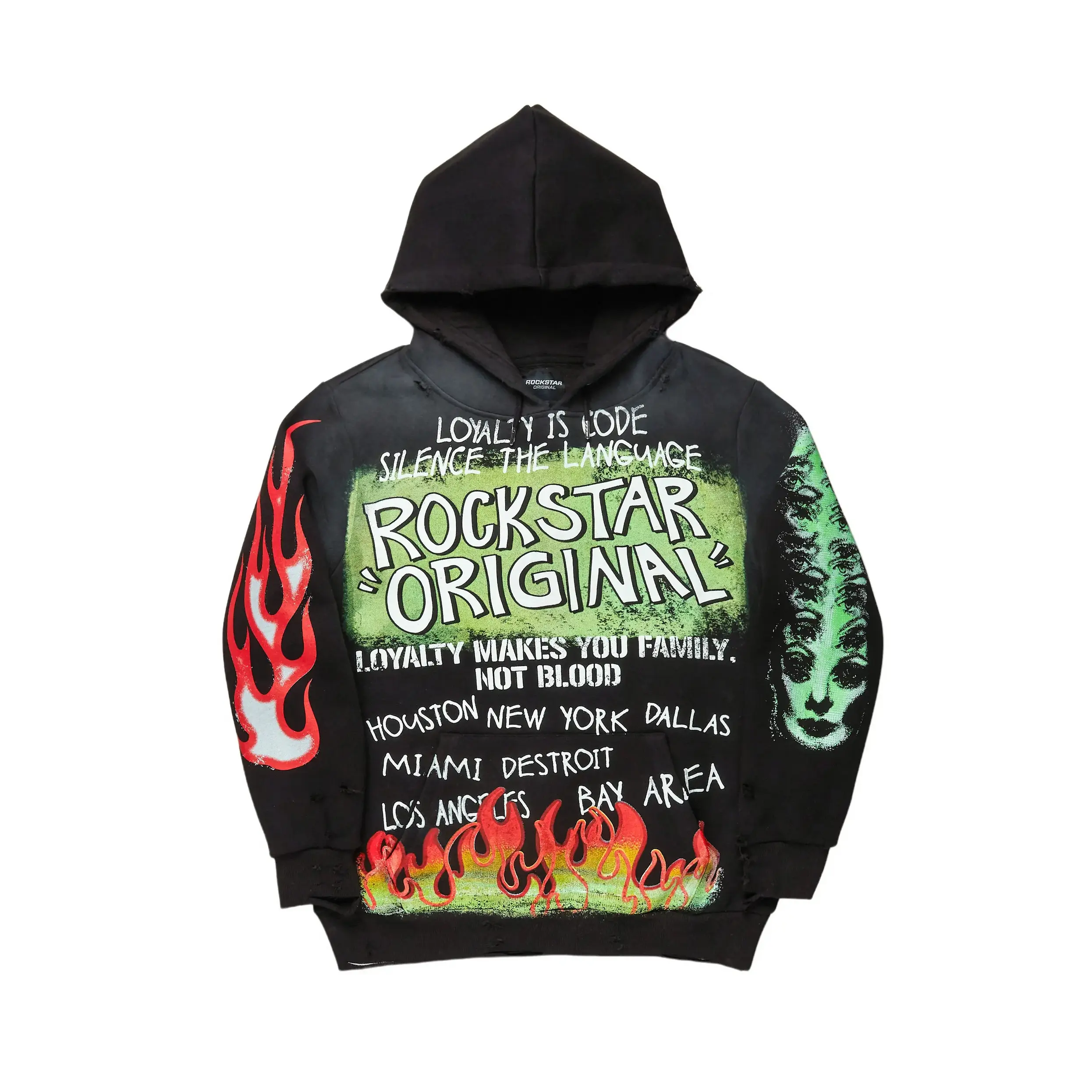 Beno Black Distressed Graphic Hoodie