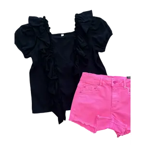 Black Ruffle Top
