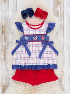 Patriotic Chickens Smocked Ruffle Outfit