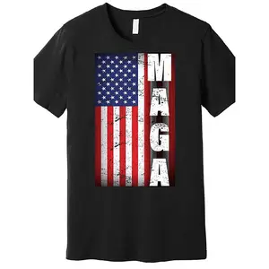 Men's Vintage MAGA American Flag T-Shirt - Plus Size Black Distressed Cotton Tee with MAGA Slogan, Casual Short Sleeve Shirt for Political Events & Casual Attire, MAGA Party Outfits