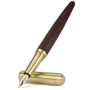 Wooden Fountain Pen, 1 Count Vintage Fountain Pen with Ink Replacement Refill, Signature Pen, Business Gift Pen, Smooth Writing Pens, Office Stationery & Supplies