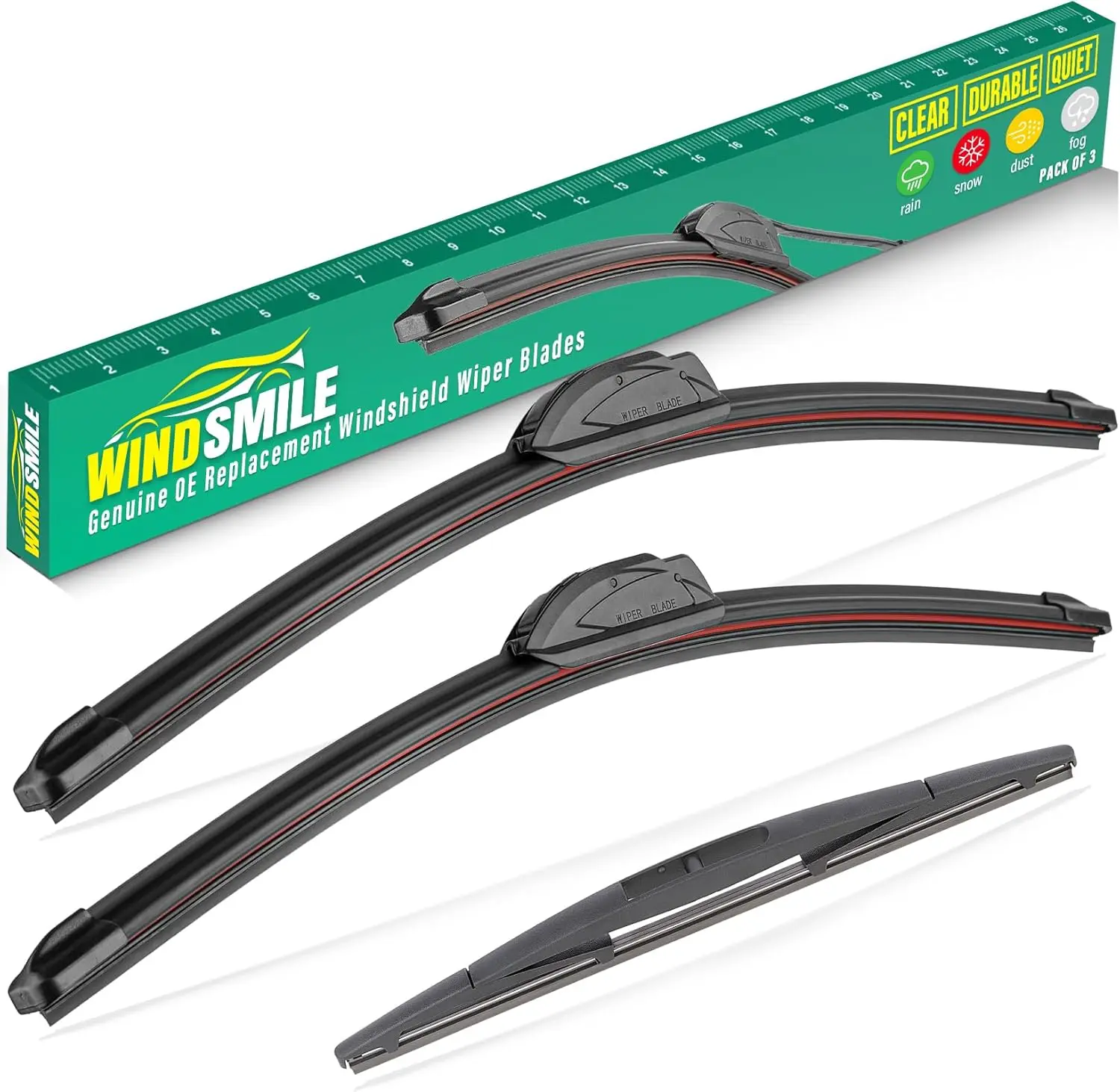 Windshield Wiper Blades Replacement Set (Pack of 3) - 26in, 22in, 16in, OEM-Quality Premium All-Weather, Compatible with Honda Odyssey 2005-2025 Front & Rear