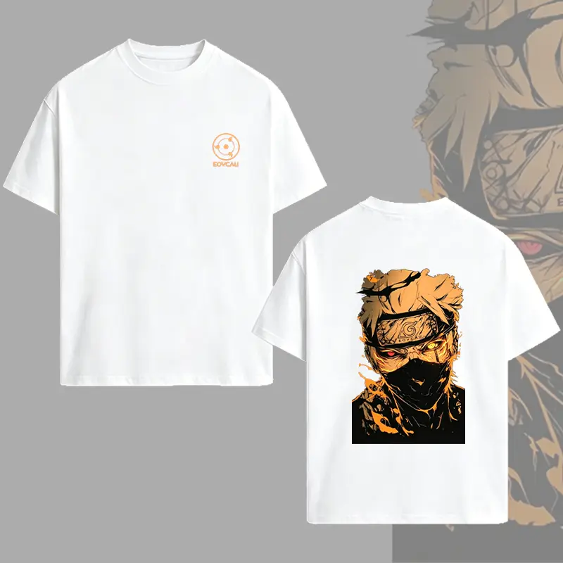 [EOVCAU]Men's Summer Short-Sleeve Round-Neck Cotton T-Shirt，Kakashi Hatake Sharingan Anime Graphic T-Shirt, Naruto Anime Oversize Streetwear Tee,Unisex Sharingan Ninja Graphic Funny Meme Shirt, Gift for Anime & Manga Fans
