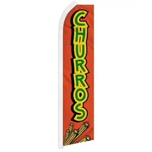 Churros Sale Flag - Bright Red Banner with Churros Graphic, Eye-catching Advertising for Food Stand