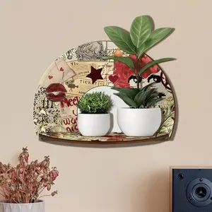 1pc Wooden Vinyl Record Wall Decor, Vintage Love Letter Album Posters Wall Storage Rack, Romantic Record Decor for Bedroom Living Room, Valentine Gift, Vinyl Decor Home Art Display Decoration